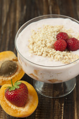 Cream cheese with strawberries and apricots  .