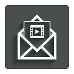 Video mail icon. Video frame symbol. Message.