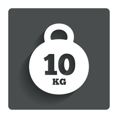 Weight sign icon. 10 kilogram (kg). Sport symbol