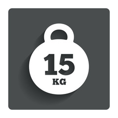 Weight sign icon. 15 kilogram (kg). Sport symbol