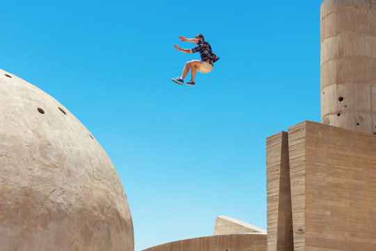 risky man jumping