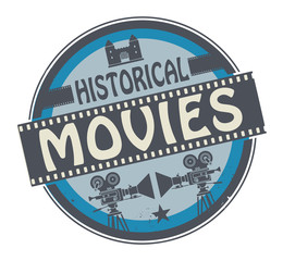 Stamp or label with text Historical Movies