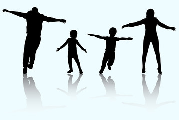 Happy family silhouettes