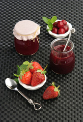 marmalade of red fruits strawberries and cherries