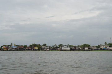 Naklejka premium The riverfront village in Bangkok
