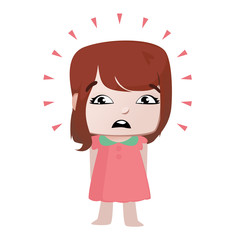 A little girl with disgusted expression