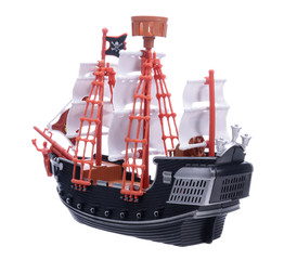 Pirate ship on white background - obrazy, fototapety, plakaty