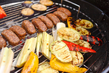 grilled kebab and vegetables
