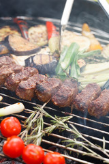 grilled kebab and vegetables