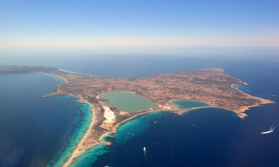Aerial view of Formentera. - obrazy, fototapety, plakaty