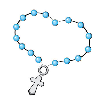Rosary with a cross. Icon. Vector object on white background.