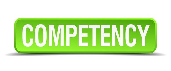 competency green 3d realistic square isolated button
