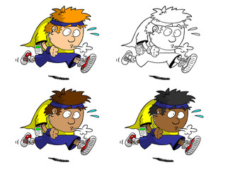 Multi racial man jogging with music player