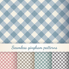 Set of seamless checkered gingham patterns - obrazy, fototapety, plakaty