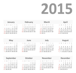 Simple calendar for 2015 year vector