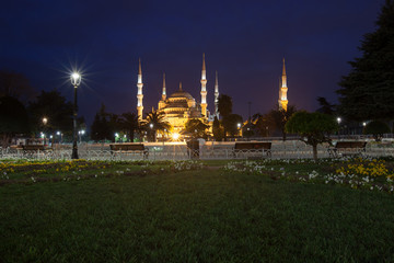 Fototapeta na wymiar Sultanahmet Blue Mosque at night