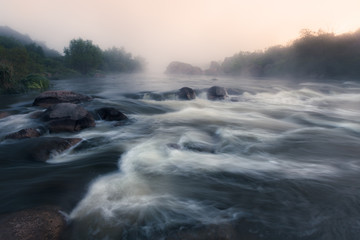 Foggy river morning