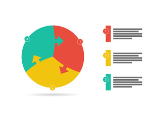 Three sided arrow puzzle flat business diagram vector