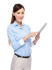 Businesswoman touch on digital tablet