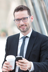 Businessman having a call during a break