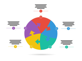 Five sided flying text field flat arrow diagram vector