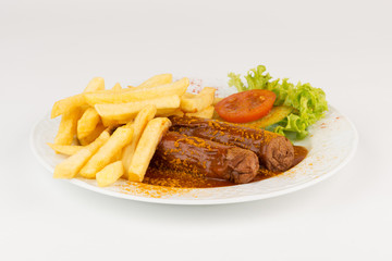 Currywurst mit Pommes