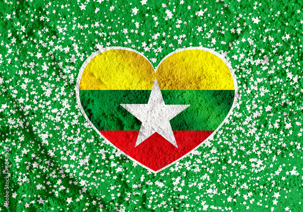 Poster union of myanmar flag or burma flag themes idea design on wall t