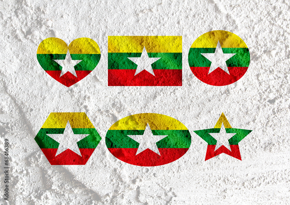 Poster union of myanmar flag or burma flag themes idea design on wall t