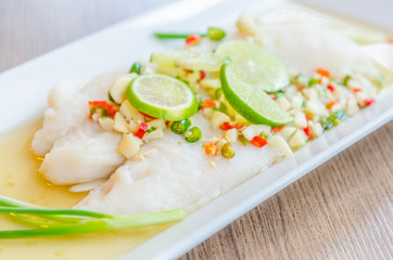 Steamed basa fish