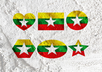 Union of Myanmar flag or Burma flag themes idea design on wall t