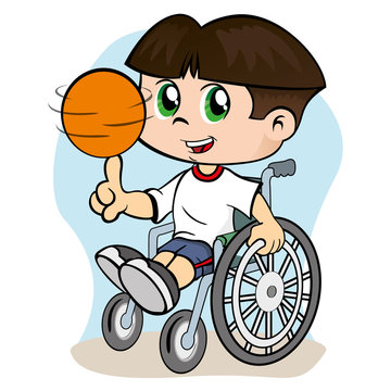 Boy in a wheelchair playing sports