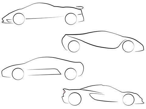 Illustration of Outlines of Cars