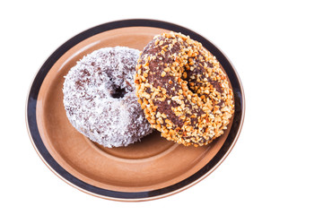 Chocolate Donuts on plate