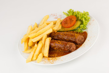 Currywurst mit Pommes