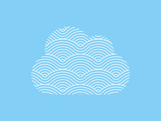 Cloud shape symbol described by curvy waves vector