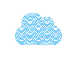 Cloud shape symbol described by curvy waves vector