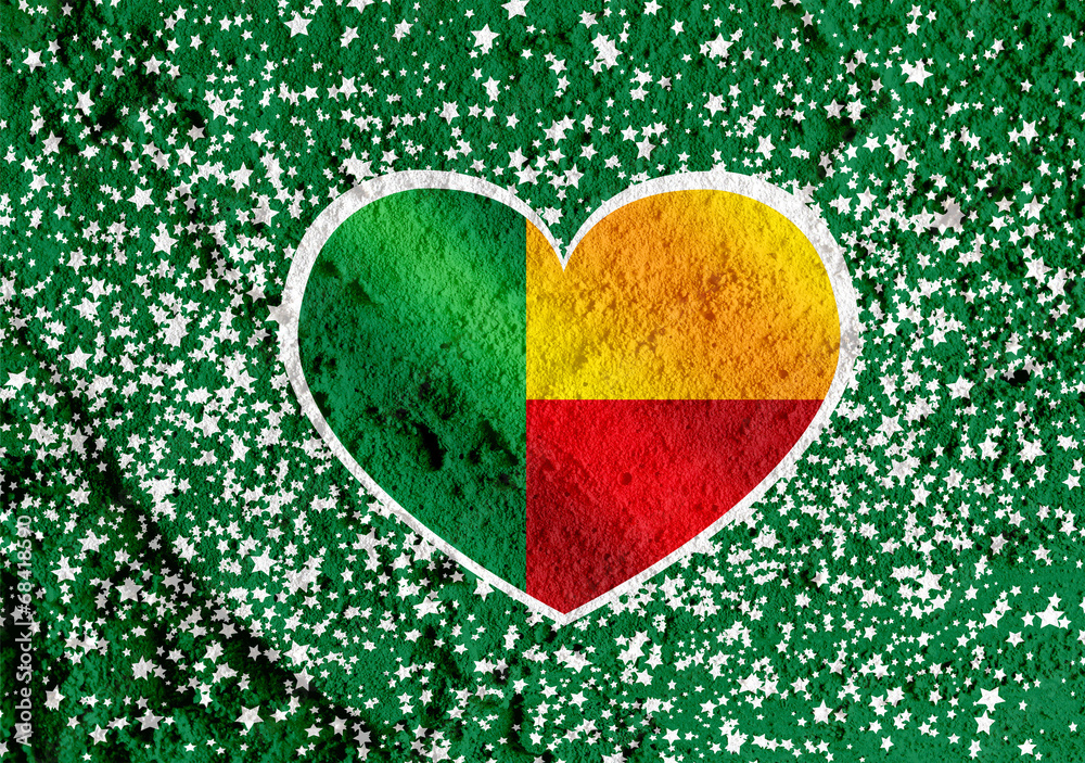 Poster benin flag themes idea design on wall texture background
