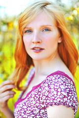 Fototapeta premium Portrait of a beautiful blonde outdoor