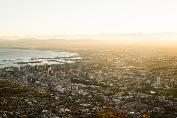 Aerial view of the Cape Town city center with skyscrapers