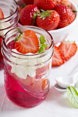 Dessert with strawberries and whipped cream