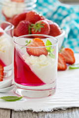 Dessert with strawberries and whipped cream