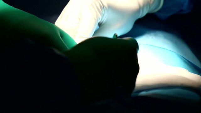 Close up of hernia surgery