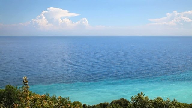 Seaside in Greece, Mediterranean sea Macedonia region view above