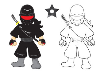 Illustration of ninja cartoon vector on white background - 68420794