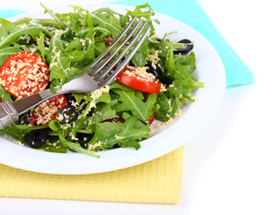 Fresh salad with arugula, close up