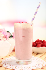 Delicious milkshake on table