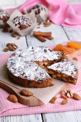 Delicious cake panforte on table close-up