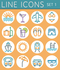 Travel line icons set. Vector web design elements