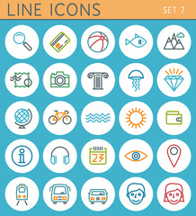 Travel line icons set. Vector web design elements