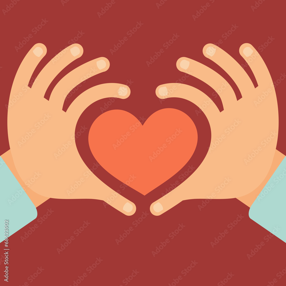 Poster vector hands in the form of heart